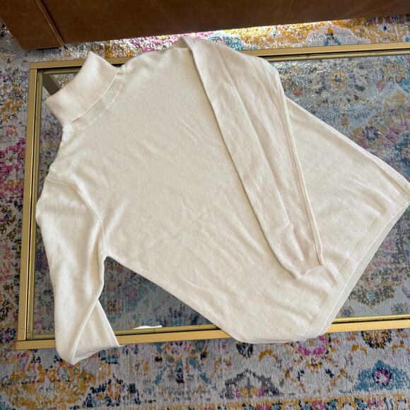 Cashmeritaly Cream Cashmere Blend Turtleneck Sweater Womens Large Quiet Luxury - Picture 2 of 6